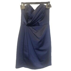 David's Bridal Navy Sleeveless Bridesmaid Dress 100% Polyester Size 2